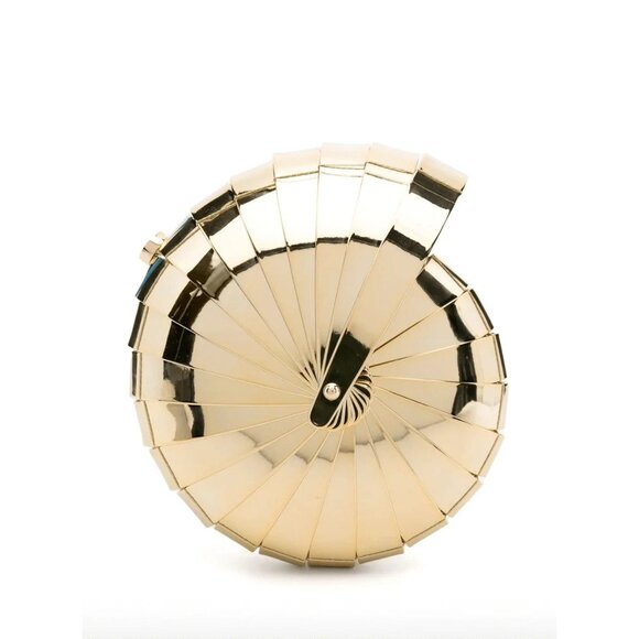 Cult Gaia Sirena Clutch in Shiny Gold New with box As-Is Hangbag Purse Seashell - Picture 1 of 15
